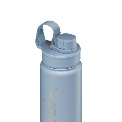 Edelstahl-Trinkflasche in Nordic Ice Blue mit Schraubverschluss und Tragegriff.