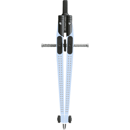Schnellverstellzirkel in Blau mit rutschfesten Klemmungen und robusten Zahnradführungen.