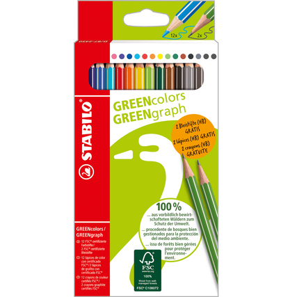 STABILO® Buntstift GREENcolors inkl. 2 Bleistifte 12 St./Pack. Produktbild pa_produktabbildung_1 XL