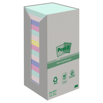 Post-it® Haftnotiz Recycling Notes Tower Pastell Rainbow 76 x 76 mm (B x H) 16 Block/Pack. Produktbild pa_produktabbildung_1 XL