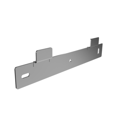Wandhalterung aus Metall mit zwei seitlichen Halterungen und einer zentralen Bohrung.
