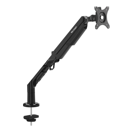 Ein schwarzer Monitorschwenkarm mit Gasdruckfeder und VESA-Halterung.