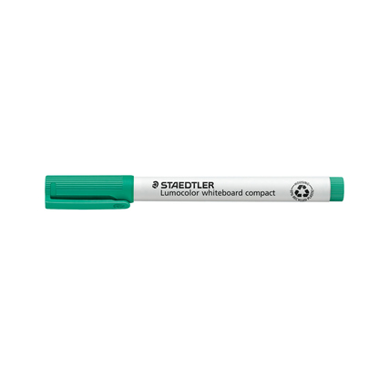 Grüner Whiteboardmarker mit Kappe und Clip, für beschreibbare Flächen geeignet.