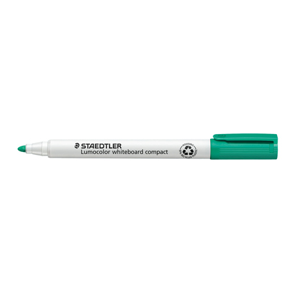 Grüner Whiteboardmarker mit runder Spitze und weißem Gehäuse.