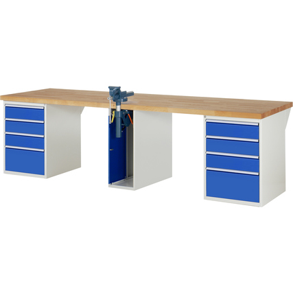 RAU Werkbank 7000 Schraubstock mit Klapplift 3.000 x 890 x 900 mm (B x H x T) 8 Schubladen Produktbild pa_produktabbildung_1 XL