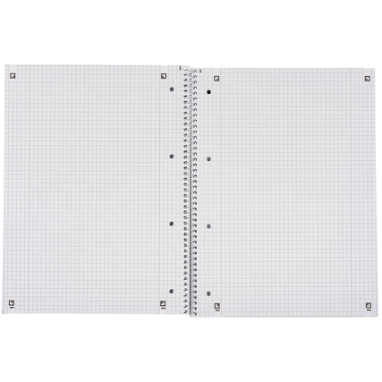 Oxford Collegeblock, DIN A4+, kariert mit Rand, offen liegend, spiralförmig gebunden.