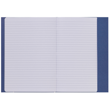 Dunkelblauer Heftschoner DIN A4 mit offenem, linierten Innenteil.