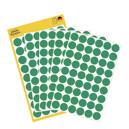 Grüne Markierungspunkte auf mehreren Bögen in gelber Verpackung.
