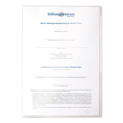 Sichthülle im DIN A4-Format mit innenseitigem Inhalt, der nicht im Lieferumfang enthalten ist.