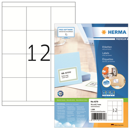 HERMA Universaletikett PREMIUM 70 x 67,7 mm (B x H) Produktbild pa_produktabbildung_1 XL