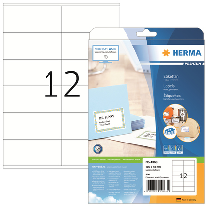HERMA Universaletikett PREMIUM 105 x 48 mm (B x H) 300 Etik./Pack. Produktbild pa_produktabbildung_1 XL