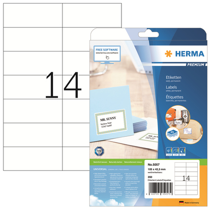 HERMA Universaletikett PREMIUM *105 x 42,3 mm (B x H)* *350 Etik./Pack.* Produktbild pa_produktabbildung_1 XL