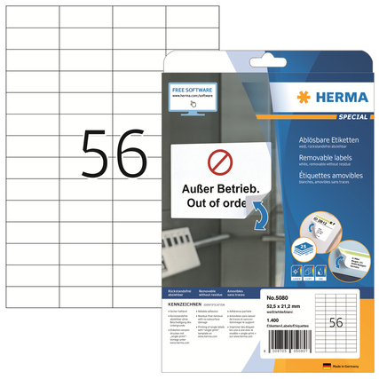 HERMA Universaletikett 52,5 x 21,2 mm (B x H) Produktbild pa_produktabbildung_1 XL