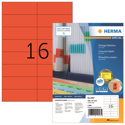 HERMA Universaletikett 105 x 37 mm (B x H) rot Produktbild pa_produktabbildung_1 XL