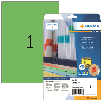 HERMA Universaletikett SPECIAL 210 x 297 mm (B x H) grün Produktbild pa_produktabbildung_1 XL