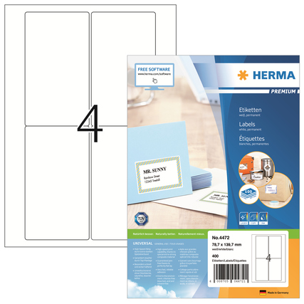 HERMA Universaletikett PREMIUM 78,7 x 139,7 mm (B x H) Produktbild pa_produktabbildung_1 XL