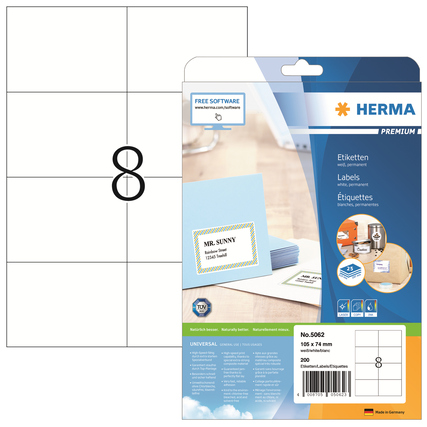 HERMA Universaletikett PREMIUM 105 x 74 mm (B x H) Produktbild pa_produktabbildung_1 XL