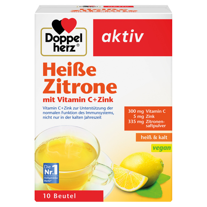 Doppelherz Nahrungsergänzungsmittel Heißgetränk aktiv Zitrone Vitamin C + Zink Produktbild pa_produktabbildung_1 XL
