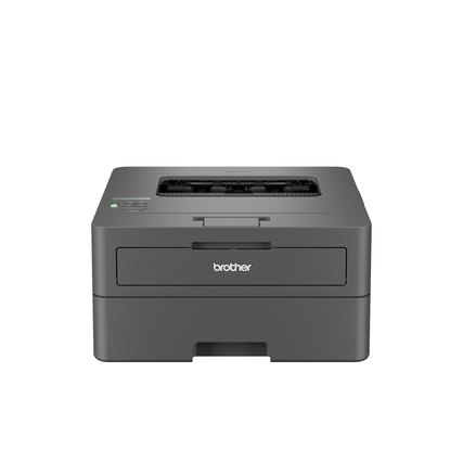 Frontansicht des Brother Laserdruckers HL-L2447DW in grauer Farbgebung.