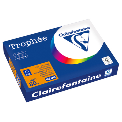 Clairefontaine Kopierpapier Trophée Color DIN A4 80 g/m² 500 Bl./Pack. neonorange Produktbild pa_produktabbildung_1 XL