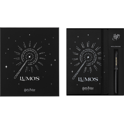 Notizbuch und Gelroller im Harry Potter Design in einer Geschenkbox mit leuchtendem Einband.