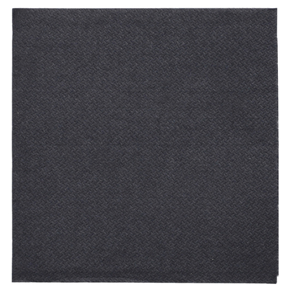 Dunkelgraue, quadratische Serviette mit strukturierter Oberfläche.
