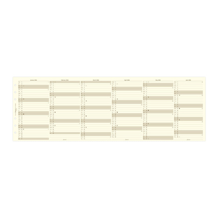 Kalendereinlage für den Personal Filofax 2026 mit Monatsübersicht und Platz für Notizen.