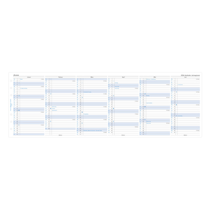 Vertikaler 2026 Kalender für Filofax mit klaren, strukturierten Datumsspalten.