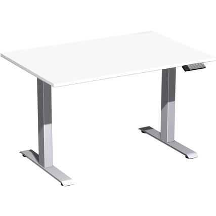 Geramöbel Schreibtisch Elevate Plus 1.200 x 630-1.280 x 800 mm (B x H x T) silber weiß Produktbild pa_produktabbildung_1 XL