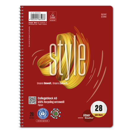 Staufen Collegeblock Style DIN A5 160 Bl. kariert Produktbild pa_produktabbildung_1 XL