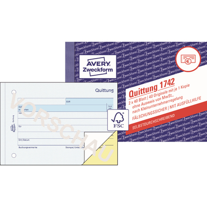 Avery Zweckform Quittung 1742 Produktbild pa_produktabbildung_1 XL