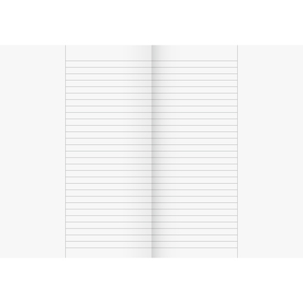 Offene Ansicht eines linierten Schulhefts mit Rand im DIN A4 Format.