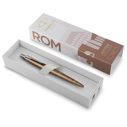 Kugelschreiber mit satinbronze Lack und Geschenkbox mit römischem Architekturdesign.