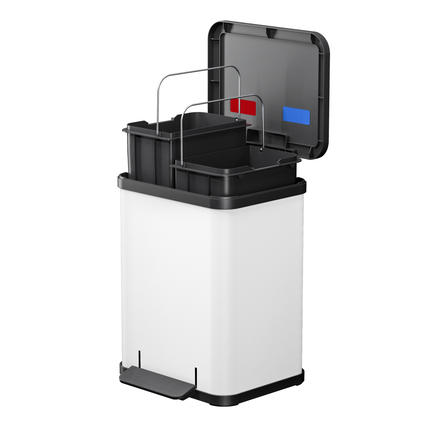 Hailo Tretabfalleimer Öko duo Plus M Stahlblech weiß Produktbild pa_produktabbildung_2 XL