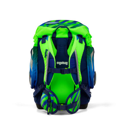 Schulranzen in grün-blau mit ergonomischem Rückensystem und verstellbaren Schultergurten.
