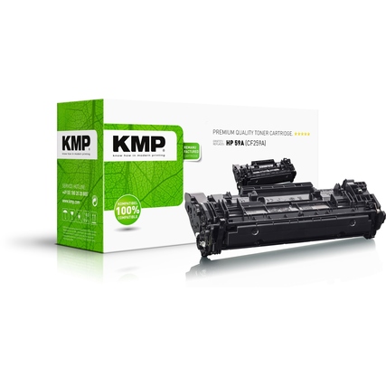 Schwarzer Toner in schwarzer Verpackung, kompatibel mit HP 59A, auf weißem Hintergrund.