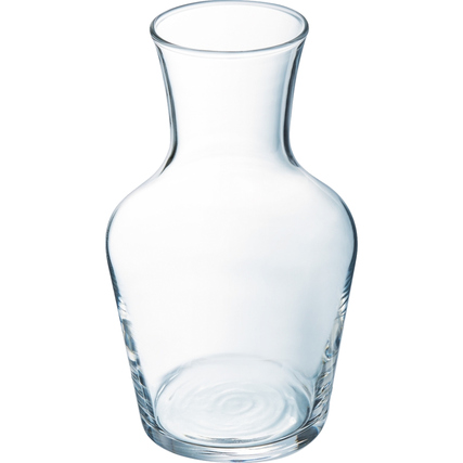 Glaskaraffe mit einer Höhe von 0,5 l und bauchiger Form.