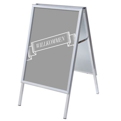 Showdown® Displays Kundenstopper DIN A1 Willkommen grau Produktbild pa_produktabbildung_1 XL