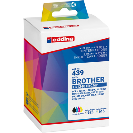 edding Tintenpatrone Kompatibel mit Brother LC-1240 schwarz, cyan, magenta, gelb Produktbild pa_produktabbildung_1 XL