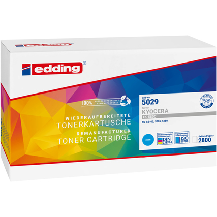 Tonerpatrone in einer farbigen Verpackung mit Angaben zur Kompatibilität mit KYOCERA Druckern.