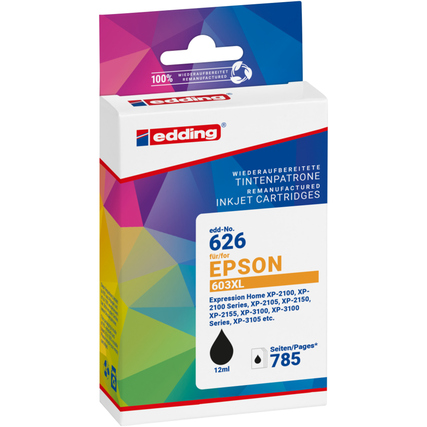 edding Tintenpatrone Kompatibel mit Epson 603XL schwarz Produktbild pa_produktabbildung_1 XL