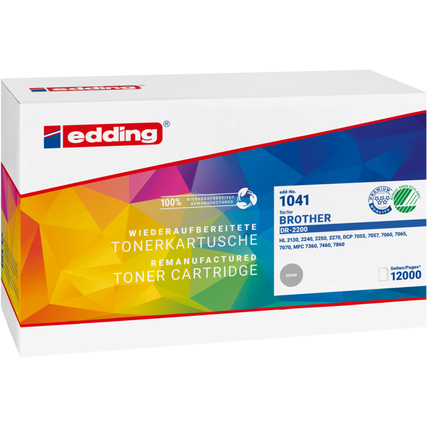 Toner-Kartusche kompatibel mit Brother DR-2200 in bunter Verpackung.