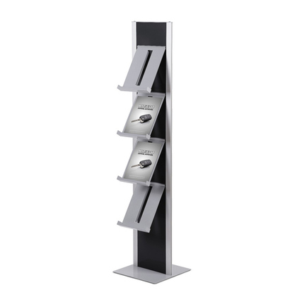 Showdown® Displays Prospektständer Design DIN A4 schwarz/alu Produktbild pa_anwendungsbeispiel_1 XL