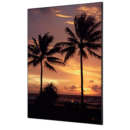 Dekobild mit Palmen und Sonnenuntergang in bunten Farben, Maße 84,1 x 59,4 cm.