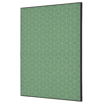 Dekobild in Hexagon-Design mit grünem Hintergrund und dünnem Rahmen.