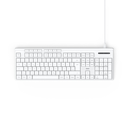 Hama Tastatur CK-200 Windows® 10 USB-A, USB-C inkl. USB-Kabel (USB-A/USB-C), Adapter (USB-C/USB-A), Kabelmanager weiß