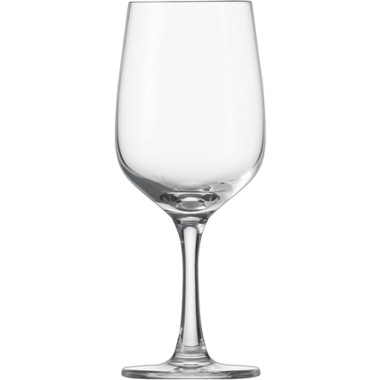 Weißweinglas aus klarem Glas mit hohem Fuß und breitem Kelch.