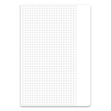 Gitterlinien auf einfarbigem Deckblatt eines DIN A5 Schulhefts.