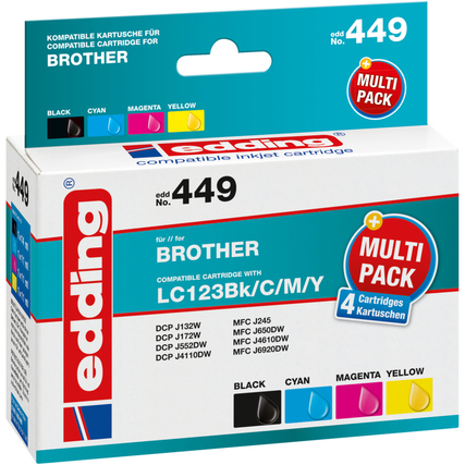 edding Tintenpatrone Kompatibel mit Brother LC-123 schwarz, cyan, magenta, gelb Produktbild pa_produktabbildung_1 XL