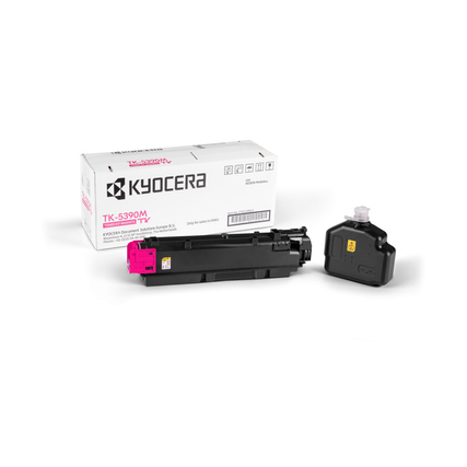Magenta Toner TK-5390M neben Verpackung in einer Produktabbildung.